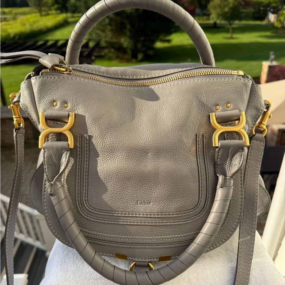 NWOT Designer Chloe Macie Medium Cashmere Gray Leather Handbag - Picture 15 of 16